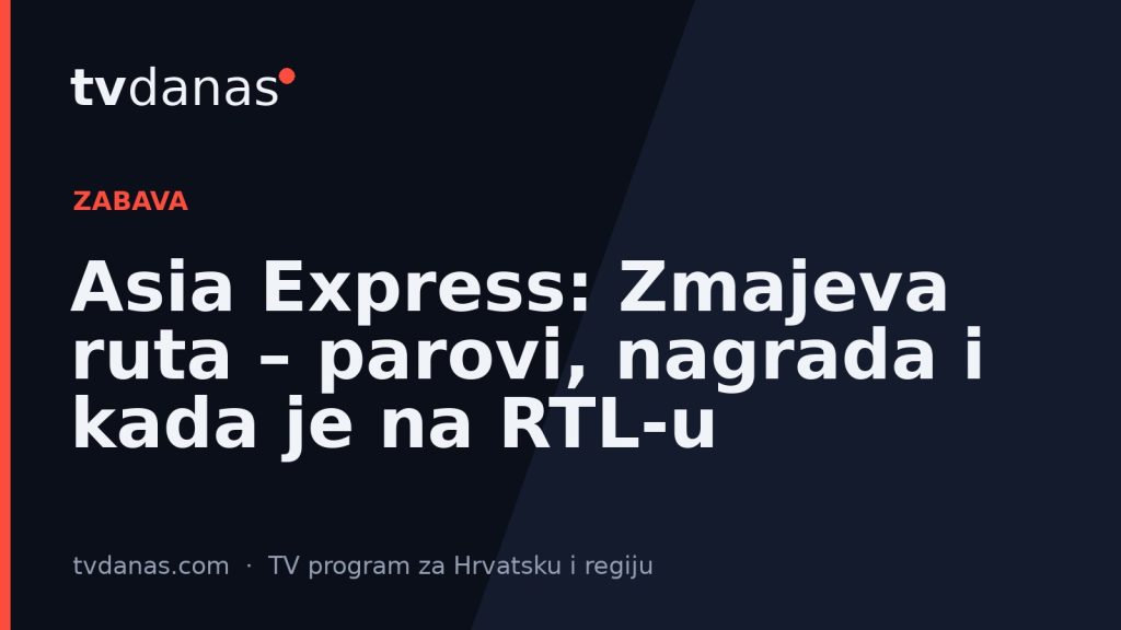 Asia Express: Zmajeva ruta – parovi, nagrada i kada je na RTL-u