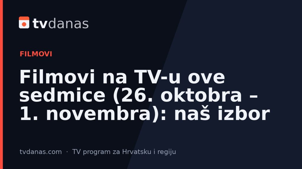 Filmovi na TV-u ove sedmice (26. oktobra – 1. novembra): naš izbor