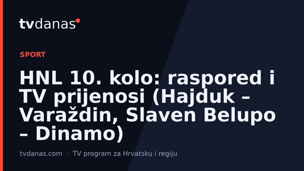 HNL 10. kolo: raspored i TV prijenosi (Hajduk – Varaždin, Slaven Belupo – Dinamo)