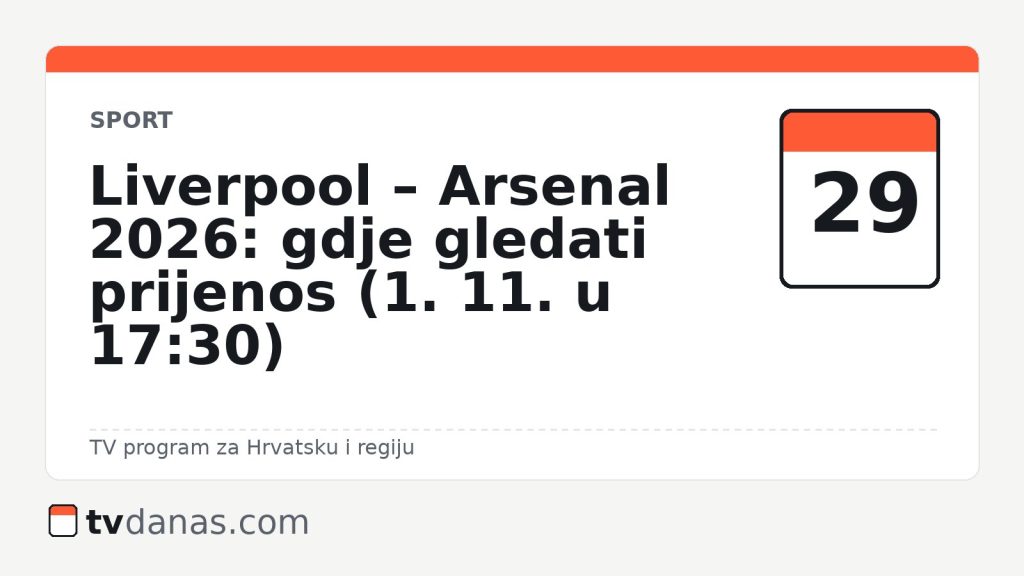 Liverpool – Arsenal 2026: gdje gledati prijenos (1. 11. u 17:30)