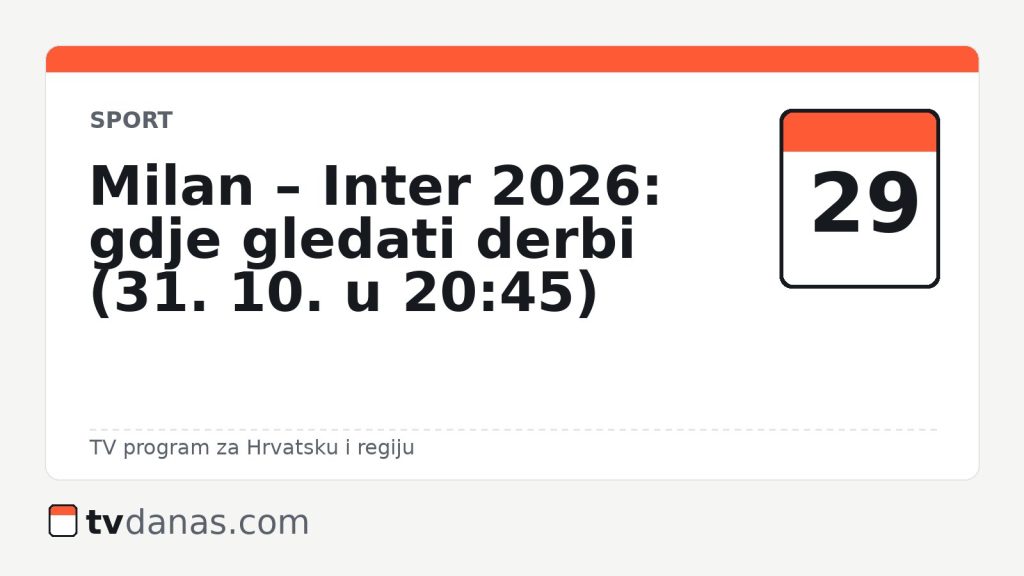 Milan – Inter 2026: gdje gledati derbi (31. 10. u 20:45)