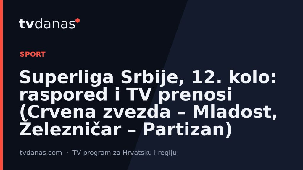 Superliga Srbije, 12. kolo: raspored i TV prenosi (Crvena zvezda – Mladost, Železničar – Partizan)