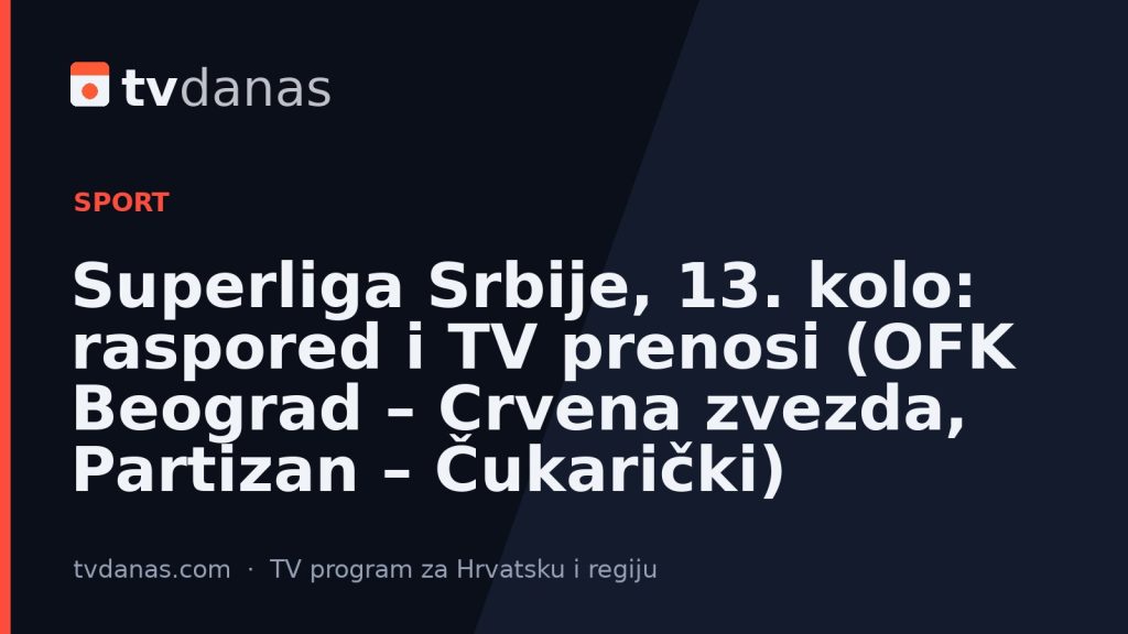 Superliga Srbije, 13. kolo: raspored i TV prenosi (OFK Beograd – Crvena zvezda, Partizan – Čukarički)