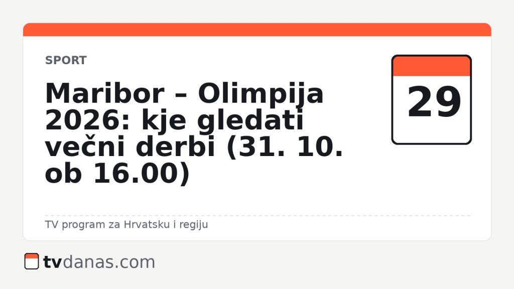 Maribor – Olimpija 2026: kje gledati večni derbi (31. 10. ob 16.00)